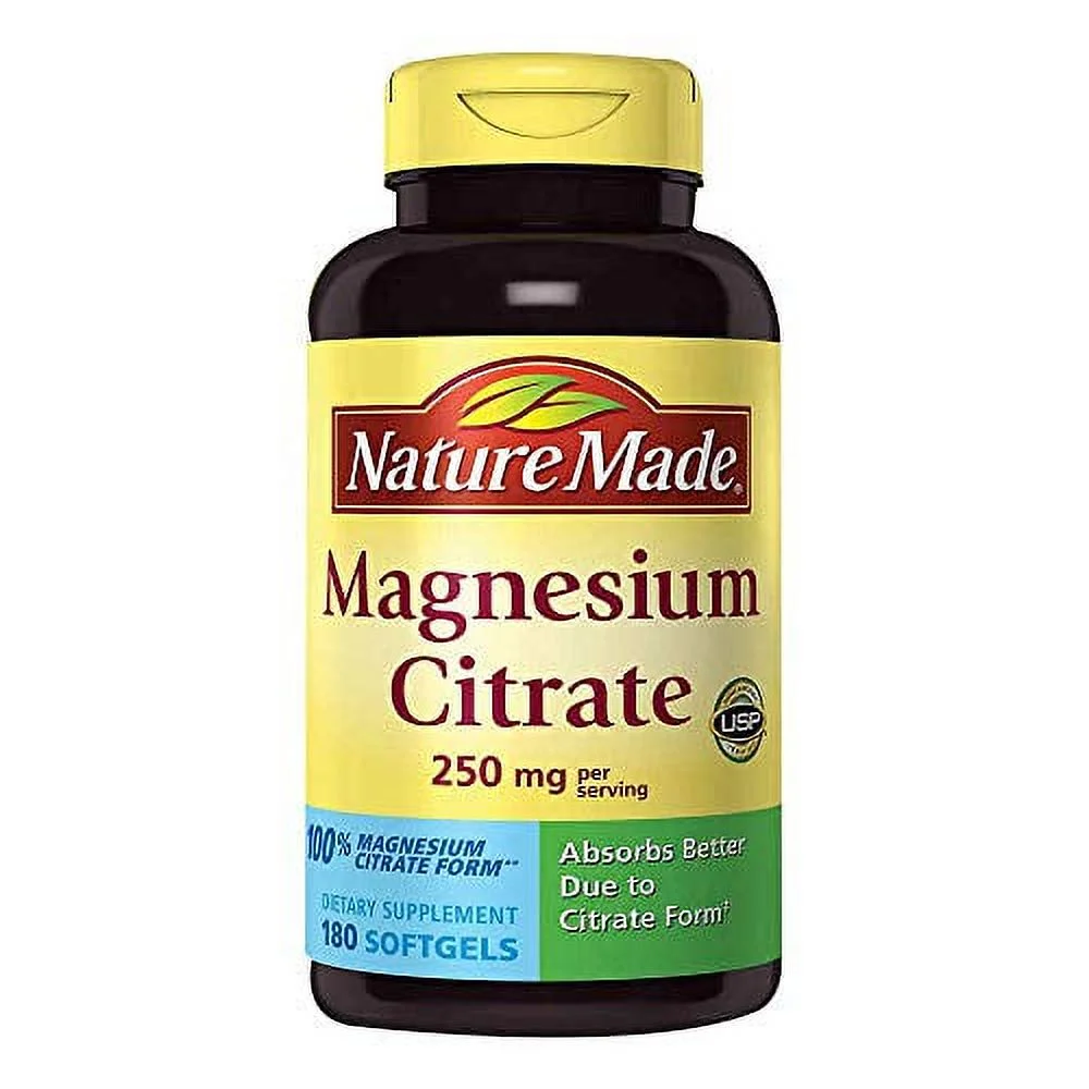Nature Made Magnesium Citrate 250 mg Softgels, (180 Count)