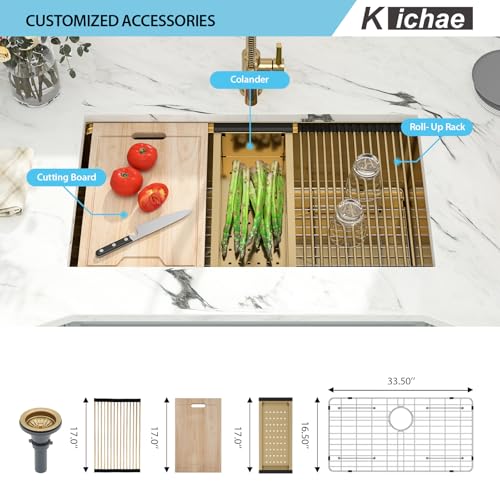 Kichae 12“ Deep Laundry Sink Undermount - 24 Inch Black Undermount Utility Sink Stainless Steel Single Bowl Under Counter Handmade Laundry Utility Room Basin