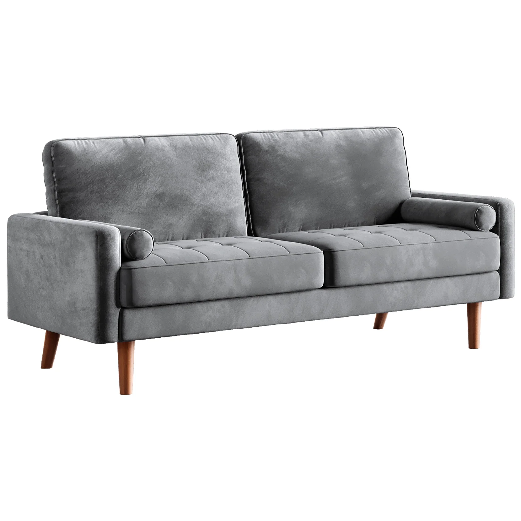 70” Velvet Sofa for Living Room,Neche 2 Seater Loveseat SofaCouch with 2 Pillows Upholstered,Grey
