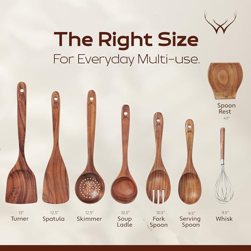 Christmas Wooden Spoons for Cooking - 6-Piece, Christmas Kitchen Utensils Gifts for Kitchen Decor including Spatulas & Spoons, Heat-Resistant, Eco-Friendly And Safe for Non-Stick Cookware