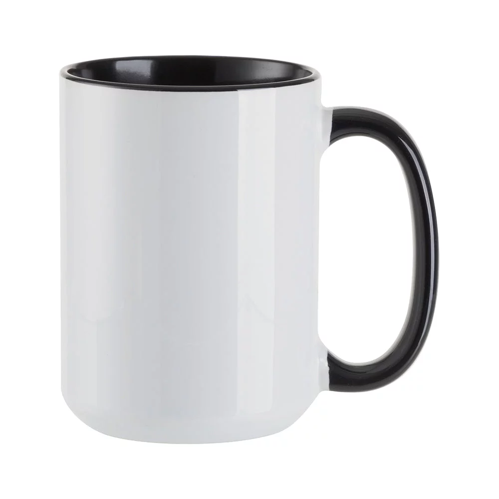 Craft Express 6 Pack 15oz Contrast Black Handle Sublimation Mugs