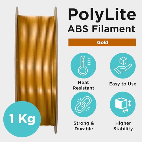 Polymaker ABS Filament 1.75mm Black, ABS 3D Printer Filament 1.75mm Heat Resistant 1kg - PolyLite ABS 3D Printing Filament 1.75mm, Strong & Durable, Dimensional Accuracy +/- 0.03mm