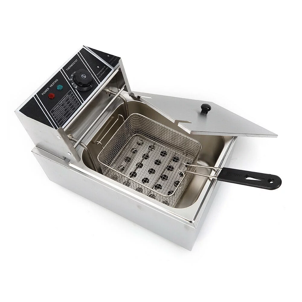 TFCFL 2500W 6L Electric Countertop Stainless Steel Deep Fryer Basket Restaurant Tool