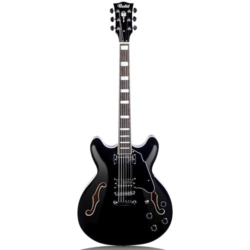 Redid Semi-Hollow Body Electric Guitar RD-100 Jazz Guitar with F-Hole,Maple neck,humbucker Pickups(Brown)