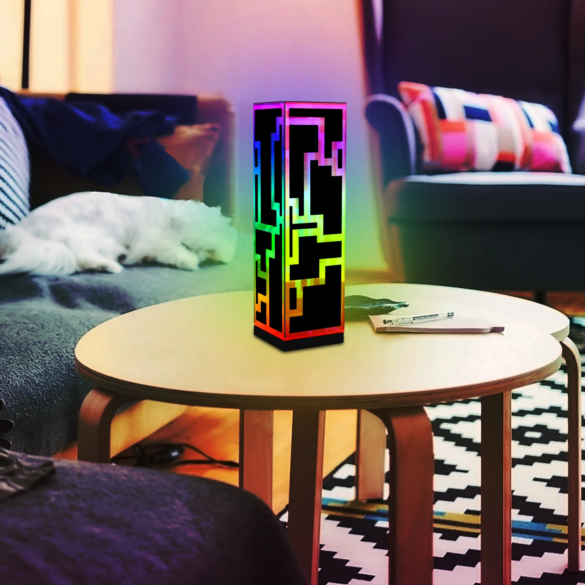 RGB Cube Standing Desk Lamp Table Lamp Cyberpunk Night Lamp Sci-Fi LED Futuristic Lamp Remote & APP Control