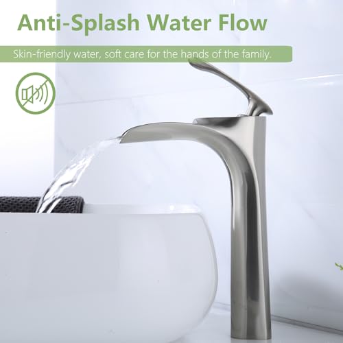 Bathroom Vessel Sink Faucet, Waterfall Oil Rubbed Bronze Bathroom Faucet, Vessel Faucet, Tall Body 1 Hole Single Handle with Pop Up Drain Combo Vanity Mixer Tap Basin Bowl Sink