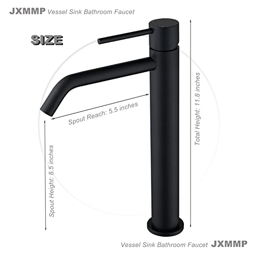 Brushed Gold Vessel Sink Faucet with Pop Up Drain and Supply Lines, Stainless Steel Gold Vanity Faucet Single Hole, JXMMP Single Handle Bathroom Faucet Gold, JXM1001BG