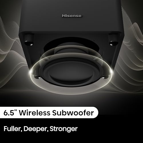 Hisense HT Saturn 4.1.2Ch Sound Bar with Wireless Subwoofer, Dolby Atmos, DTS:X, Bluetooth 5.3, EzPlay, 4K HDMI Pass Through, Roku TV Ready, HDMI/AUX/ARC/Optical/USB, 5 EQ Modes, Hi Concerto