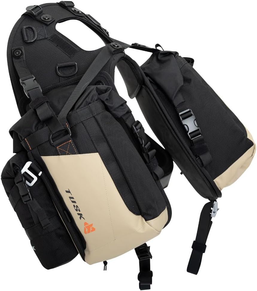 Tusk Excursion Rackless Luggage System w/Small Dry Duffel & Bottle Holders Standard Heat Shield Black/Tan For KTM 790 Adventure R 2019-2020