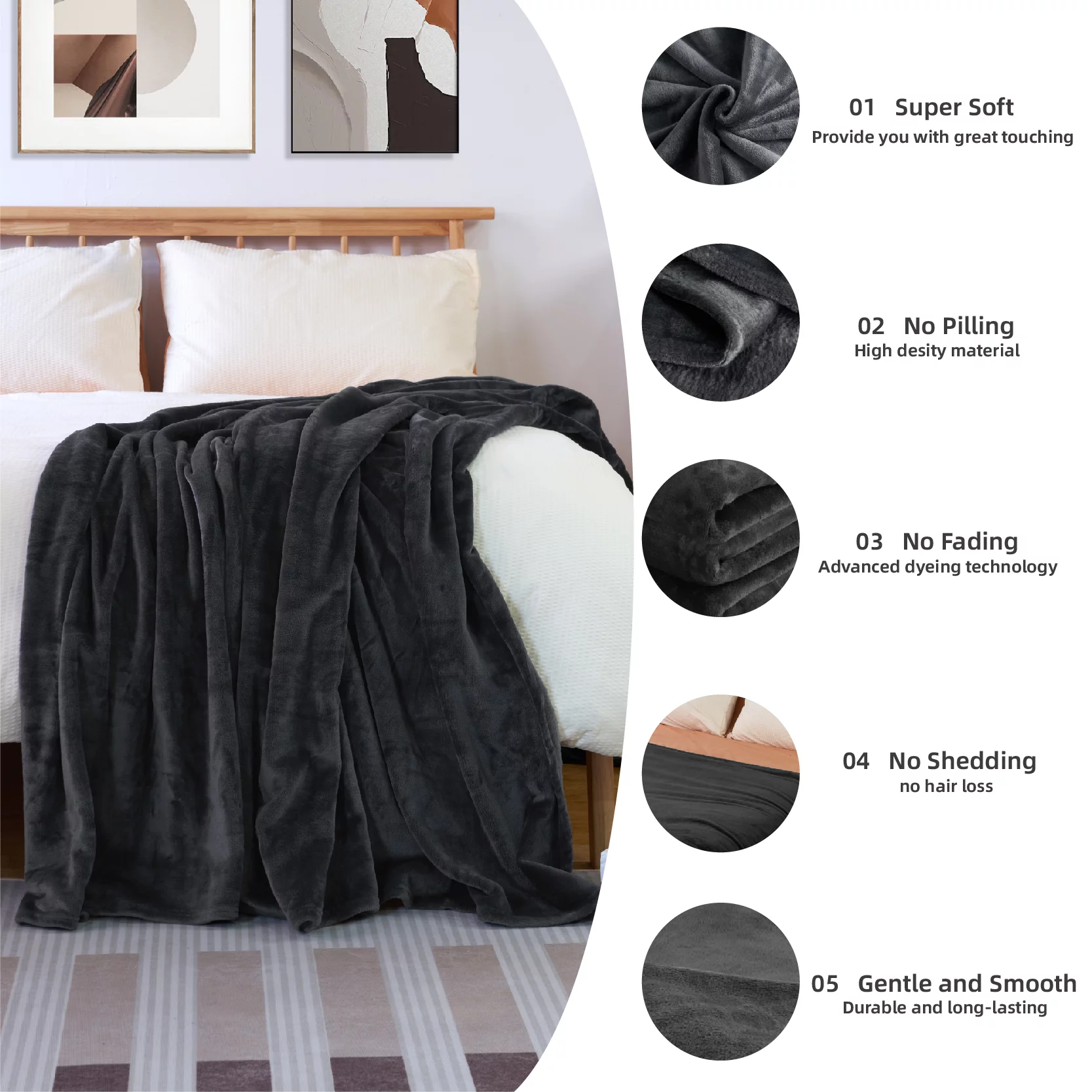 Ultra Soft Microplush Fleece King Blanket, All Season Fuzzy Luxury Lightweight Cozy Bed Blankets for Bed, Couch, Sofa, Travel, Camping (Purple,90