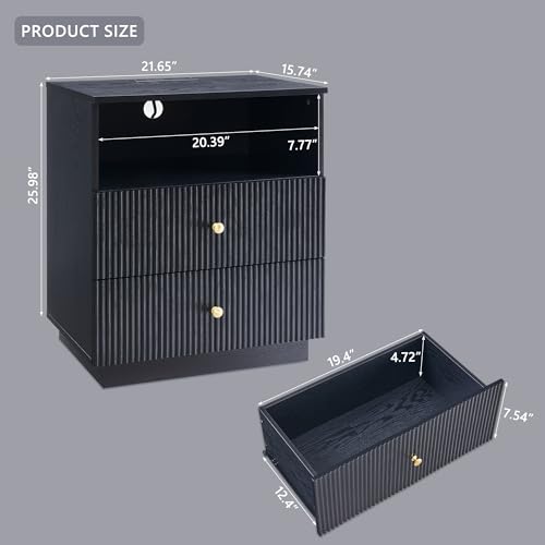 Fluted Dresser for Bedroom, 48