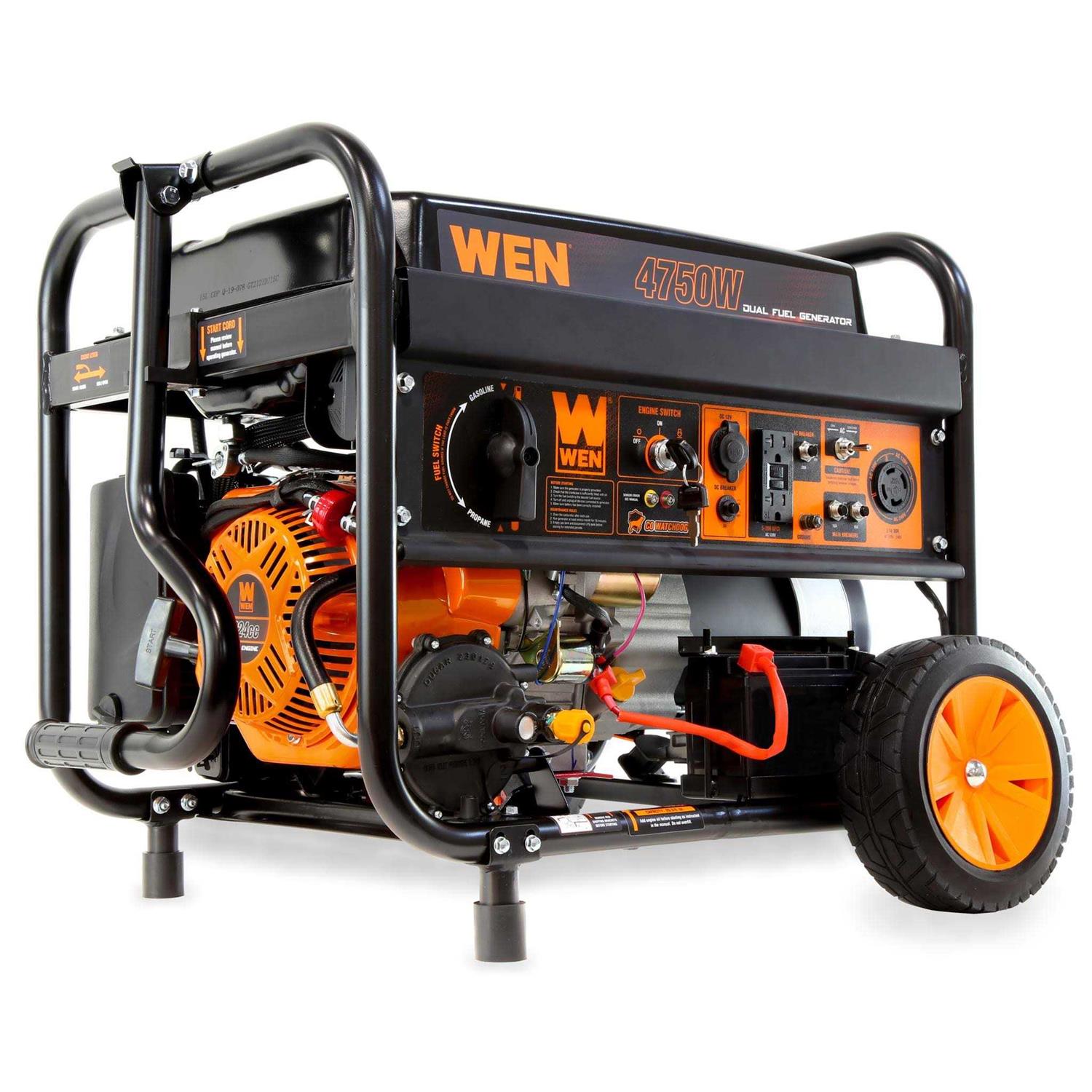 WEN 4750-Watt 120-Volt/240-Volt Dual Fuel Electric Start Portable Generator with Wheel Kit and CO Shutdown Sensor - Shop Hardware Tools Online Store