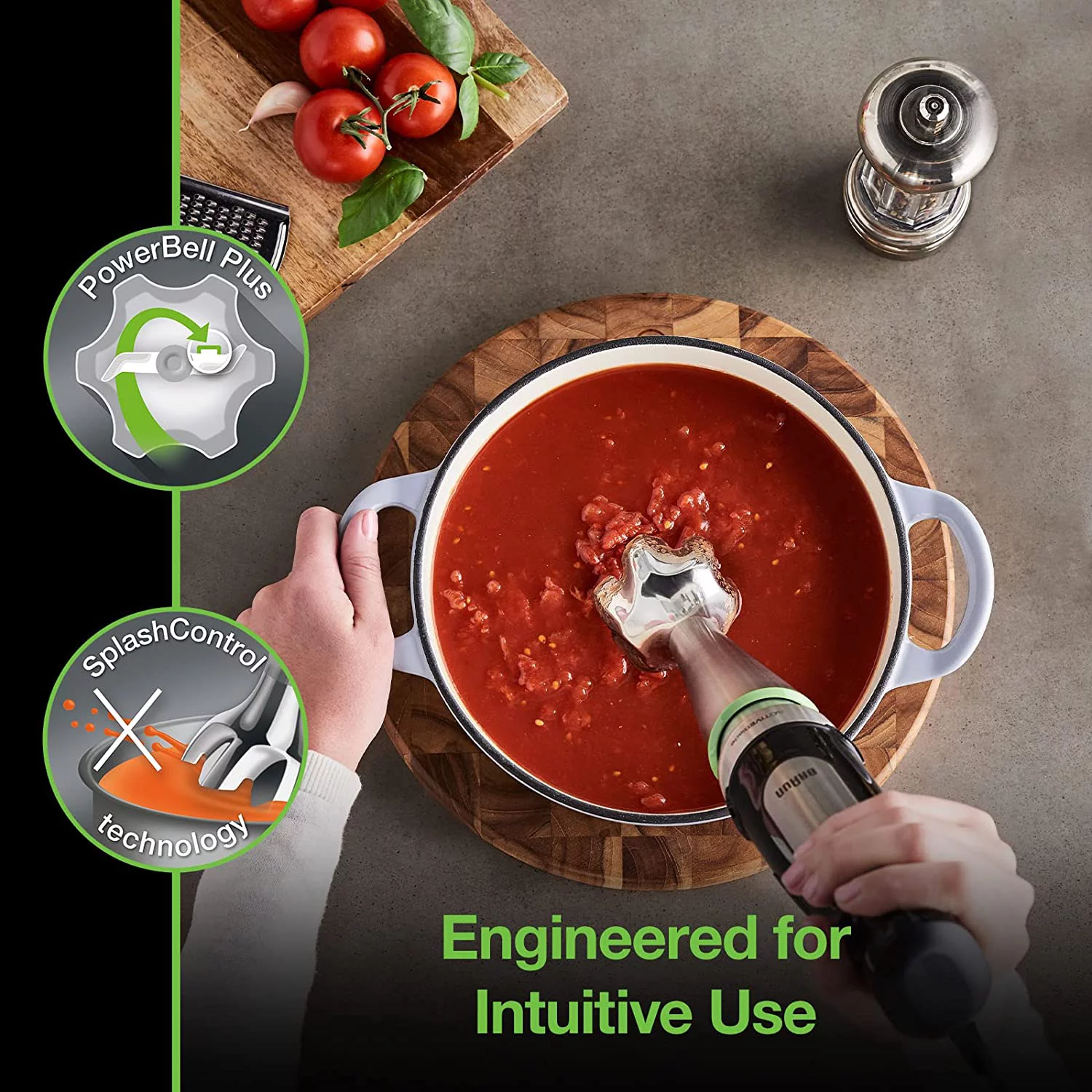 Braun MQ7035X 3-in-1 Immersion Hand  Powerful 500W Stainless Steel Stick Blender Variable Speed + 2-Cup Food Processor  Whisk  Beaker  Faster  Finer Blending  MultiQuick