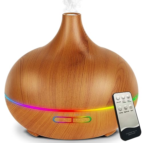 Diffusers for Essential Oils Large Room 550ml Aroma Diffuser for Home, Ultra Quiet Aromatherapy Essential Oil Diffuser, Ultrasonic Cool Mist Humidifier with 7 Light Colors, Timer Setting