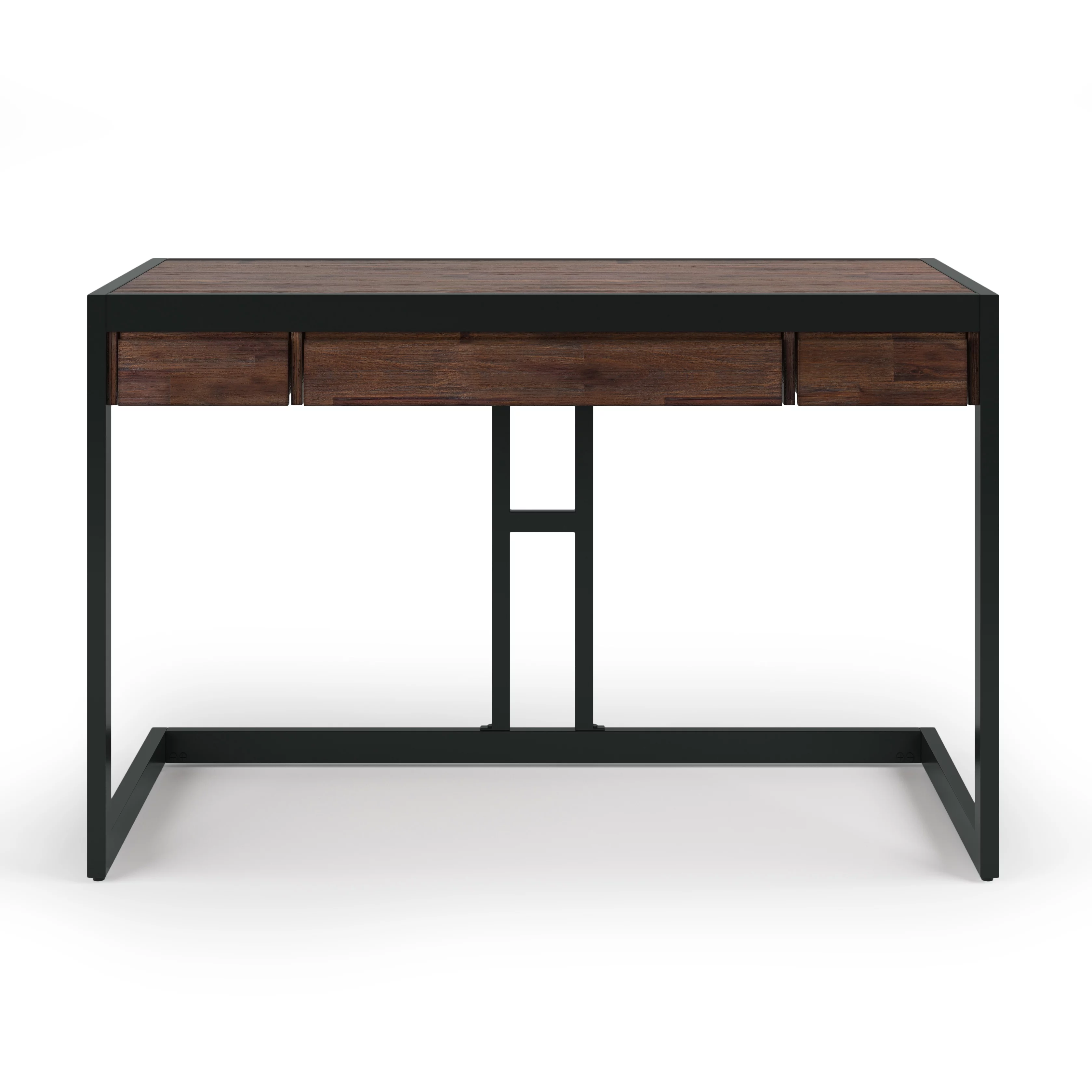 Simpli Home Erina Wood Small Desk in Distressed Charcoal Brown