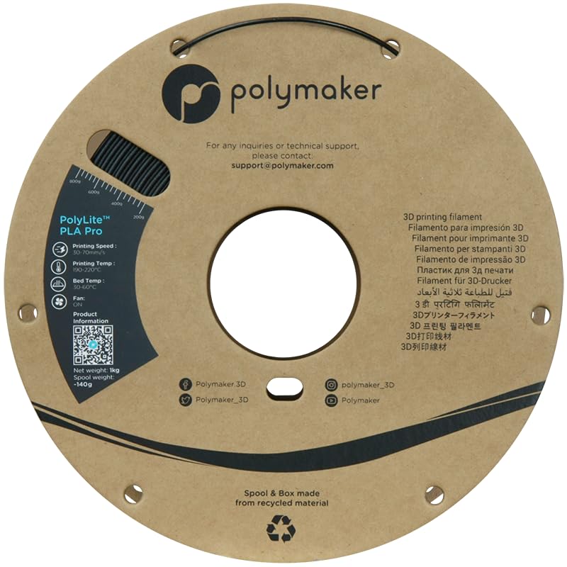 Polymaker PLA PRO Filament 1.75mm 1kg, Tough & High Rigidity White 3D Printing Filament, PolyLite PLA PRO 3D Printer Filament 1.75mm, Print with Most 3D Printers