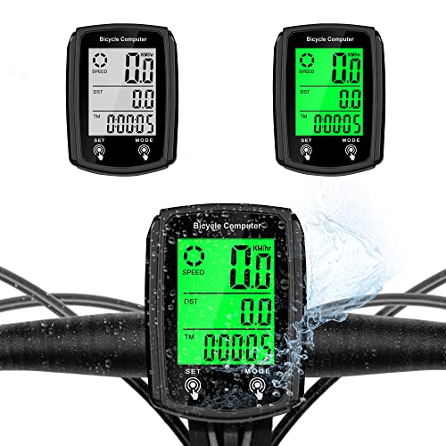 Bike Computer and Bicycle Odometer Wired KM/H Bike Speedometer with Automatic Wake-Up Cycling Speed Tracker LCD Display & Single Mileage & Multi-Functions & Calories Statistics Accessories
