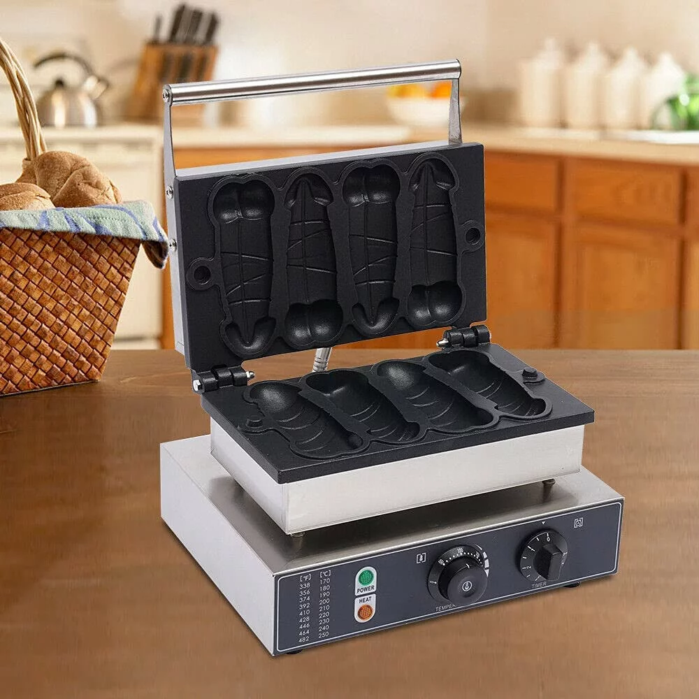 DENEST 4 Grooves Commercial Waffle Maker Machine Nonstick with Timer and Temperature Control