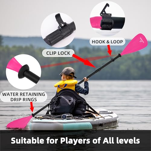 LEDONNE SUP Paddle 4-Piece Adjustable Kayak Paddle Floating Lightweight Paddle Board Oar with Aluminum Alloy Shaft and 2 Nylon Blades Best Price Based on Our 3 Million Sets Per Year 500 bought monthly