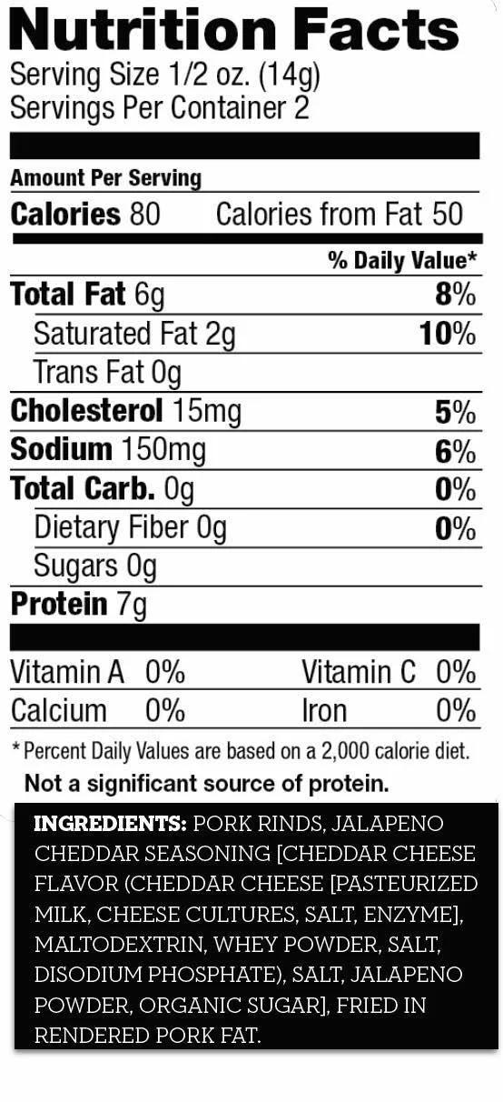 4505 Chicharrones Fried Pork Rinds Jalapeno Cheddar -- 2.5 oz Pack of 3