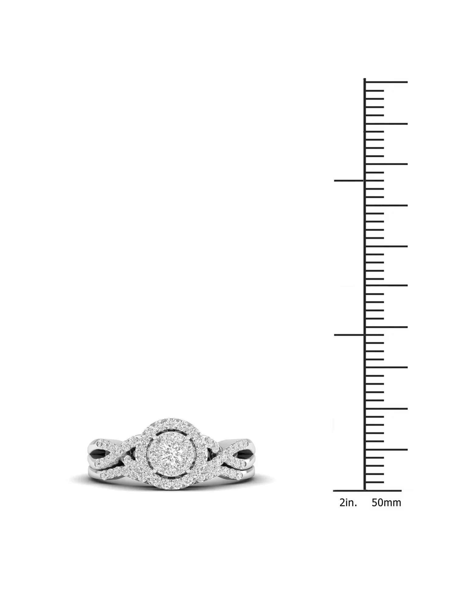 Imperial 3/8Ct TDW Diamond 10k White Gold Cluster Halo Twist Shank Bridal Ring Set (I-J, I2)