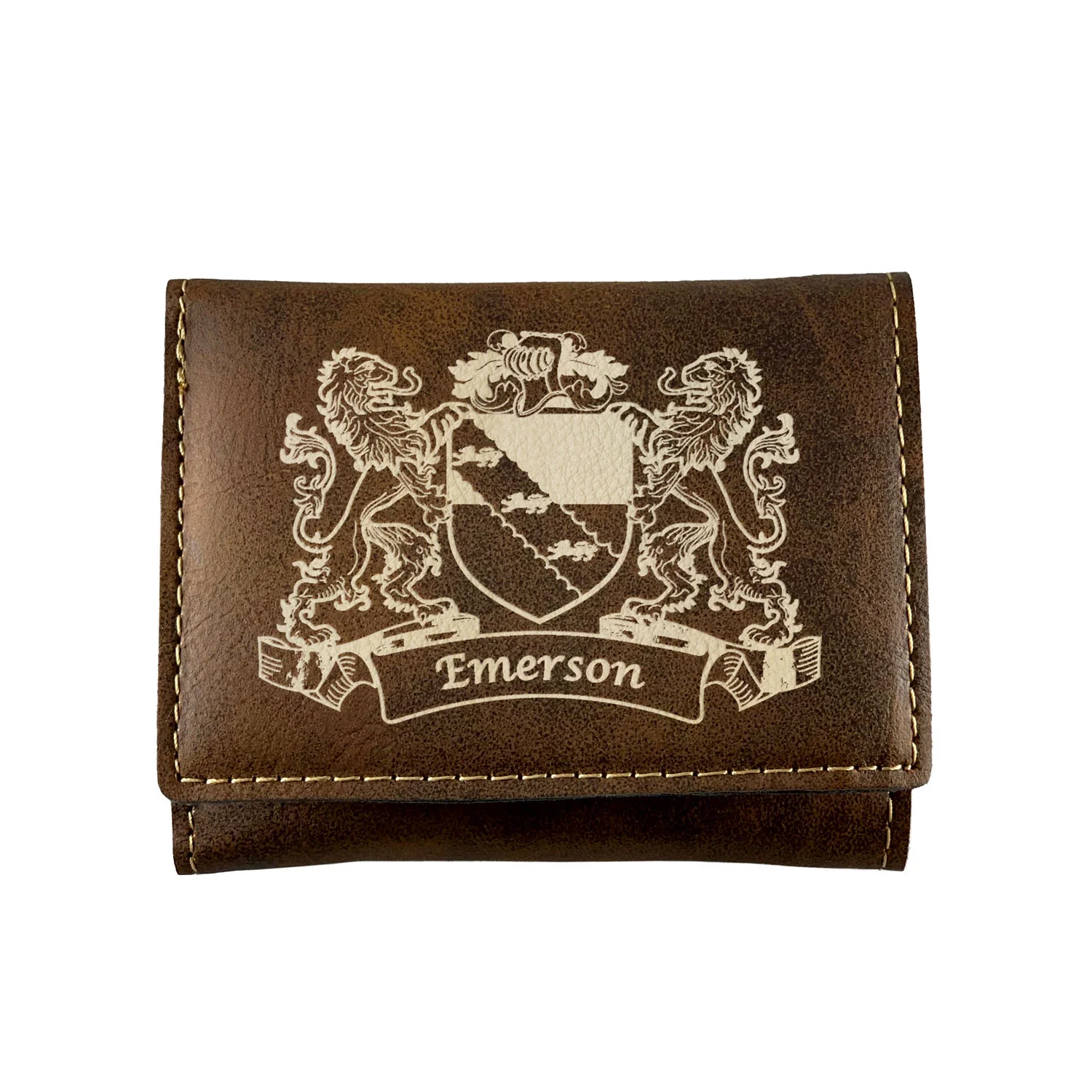 Emerson Irish Coat of Arms Rustic Leather Wallet