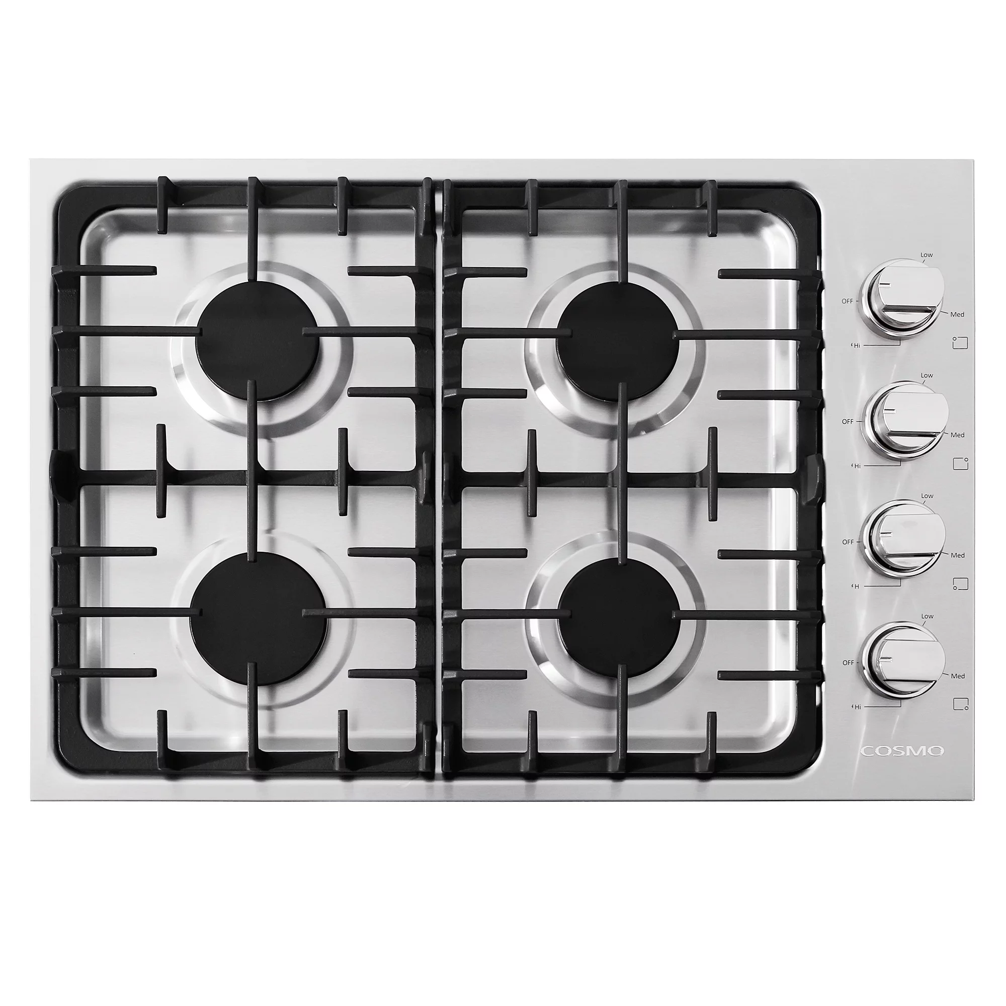 Gas Cooktop with 4 Sealed Italian Made Burners in Stainless Steel