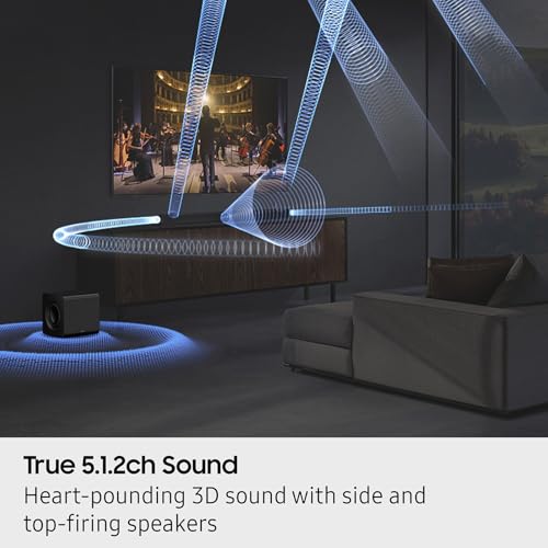 SAMSUNG Q990D 11.1.4ch Soundbar w/Wireless Dolby Atmos Audio, Rear Speaker Included, Q-Symphony, SpaceFit Sound Pro, Adaptive Sound, Game Mode Pro with Alexa Built-in, HW-Q990D/ZA