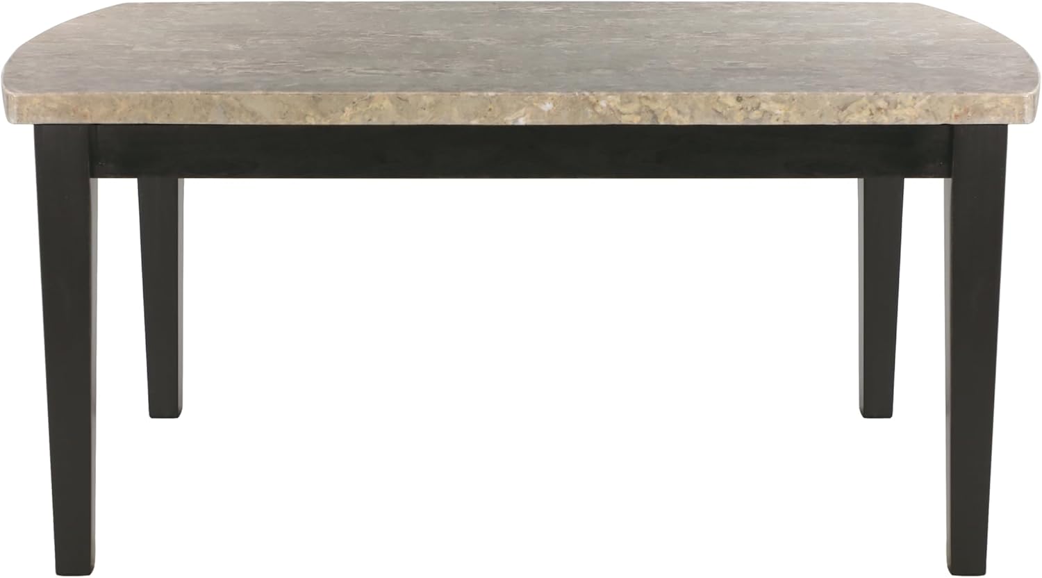 Dark Espresso Finish 5pc Dining Set Genuine Marble Top Table and 4 Chairs Faux Leather Upholstery Dining Kitchen Set Wooden Furniture