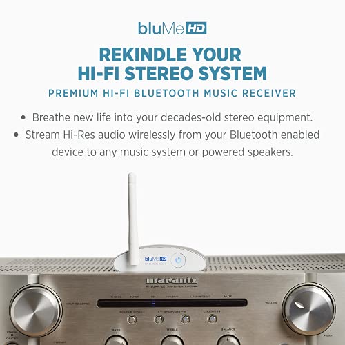 Auris Blume HD Long Range Bluetooth 5.3 Music Receiver Hi-Fi Audio Adapter with Audiophile DAC, LDAC & AptX HD for Home Stereo, AV Receiver or Amplifier