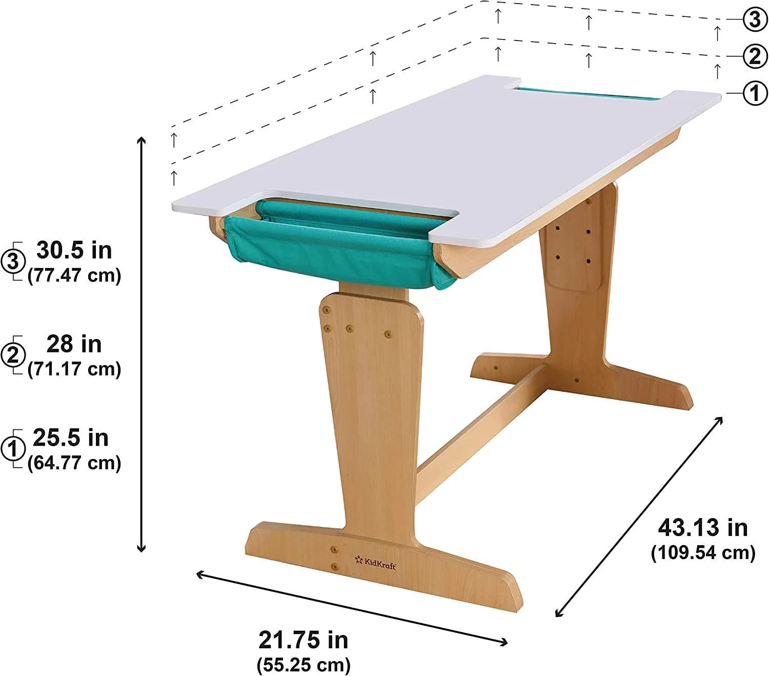 KidKraft Grow Together™ Pocket Adjustable Wooden Desk and Chair, Natural