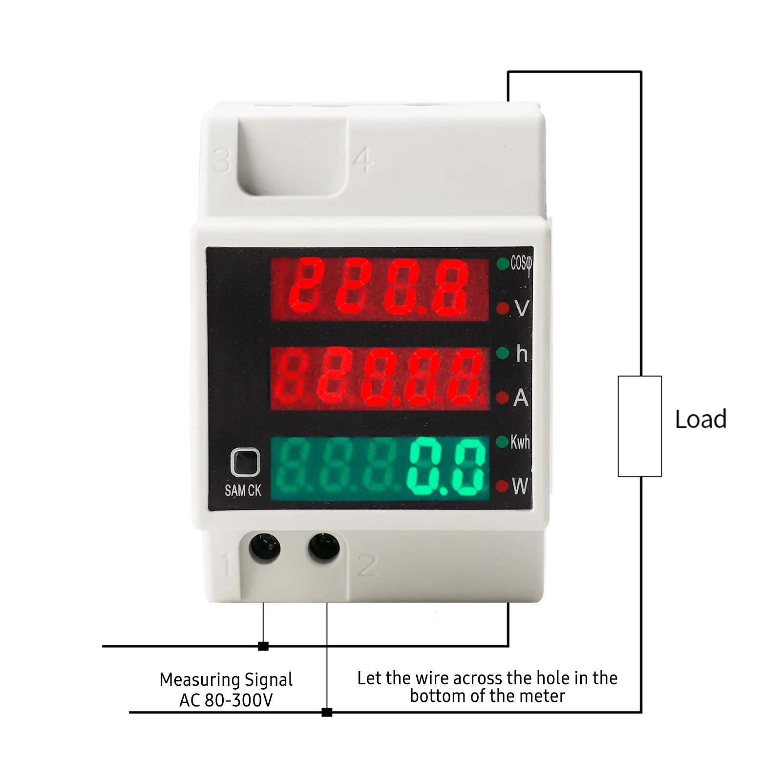AC80-300V 100A Digital Energy Meter DIN Rail Multimeter Electric Power Meter kWh Meter Multifunction AC Voltage Current Power Factor Tester Ammeter Voltmeter