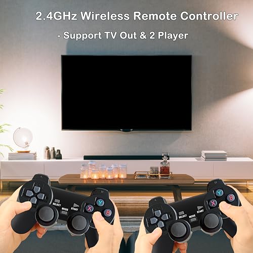 Retro Game Console, Plug and Play Video Game Console Built-in 9 Emulators, 20,000+ Games, 4K HDMI Output for TV with Dual Controllers（Black