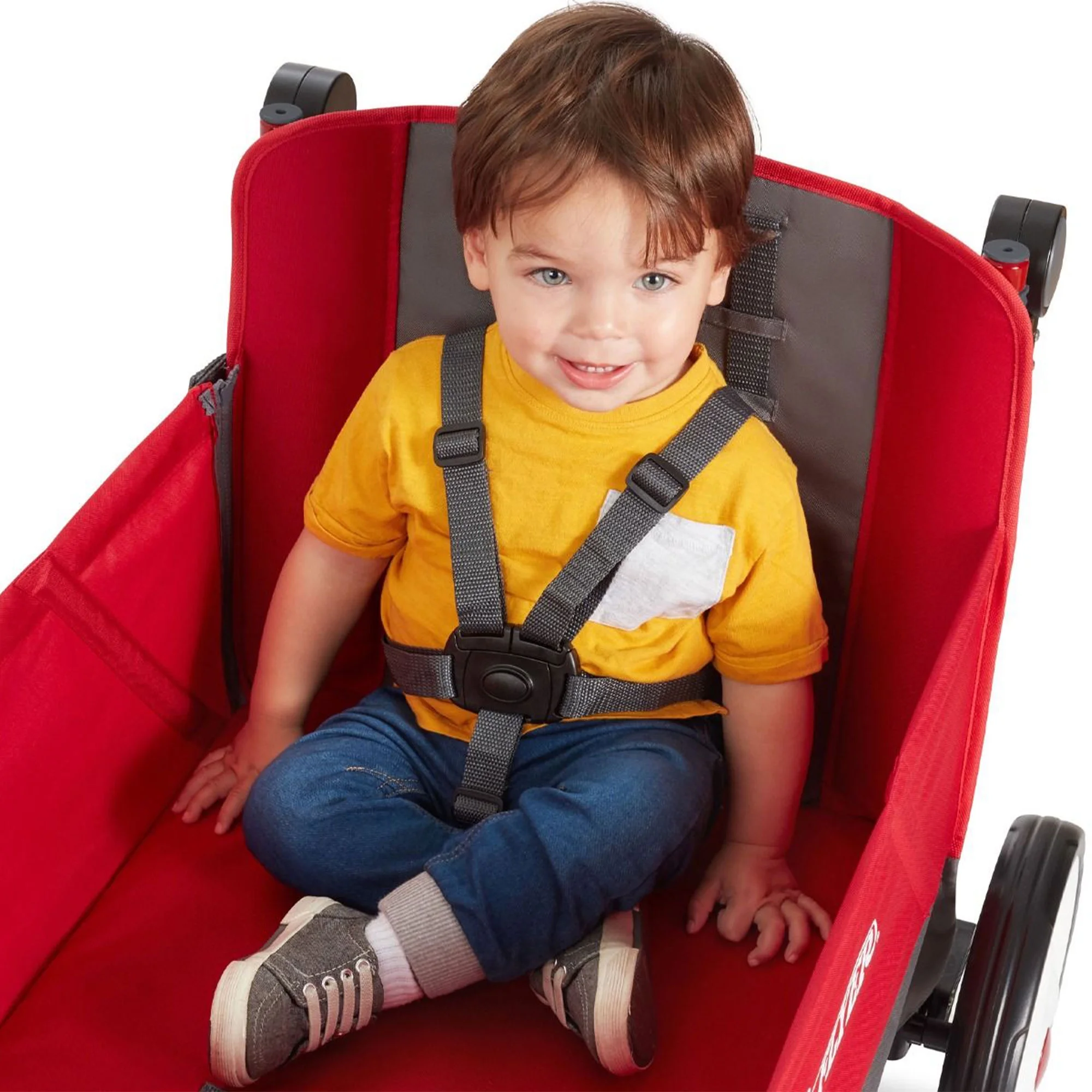 Radio Flyer Convertible Stroll N Wagon with Pull & Push Handle, Red/Black