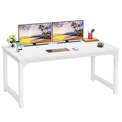 LITTLE TREE 63 Inch Large Executive Computer Office Desk, White