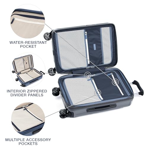 Travelpro Platinum Elite Hardside Expandable Carry on Luggage, 8 Wheel Spinner, TSA Lock, Hard Shell Polycarbonate Suitcase, Metallic Sand, Compact Carry on 20-Inch
