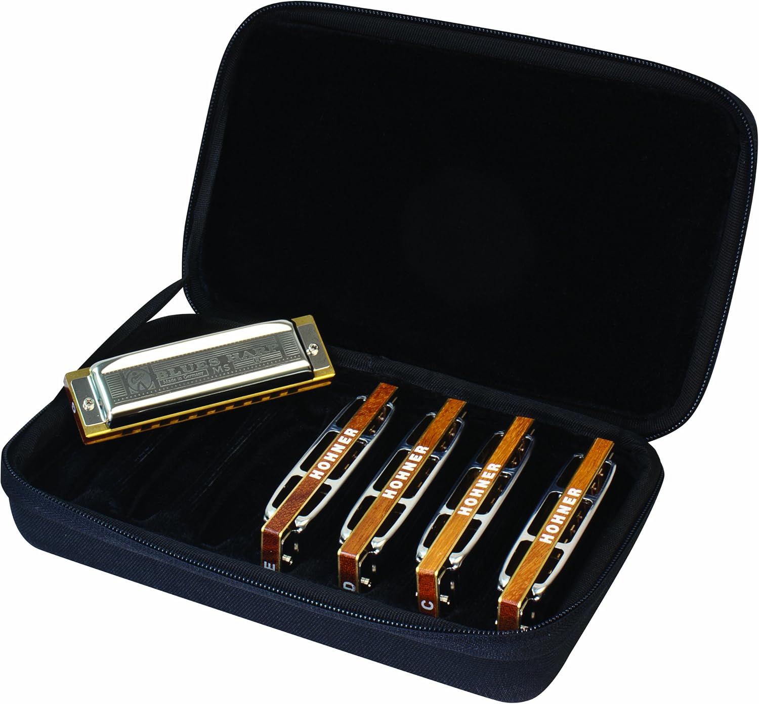 HOHNER Blues 5 Harmonica Set with Case, Stainless steel (COB)