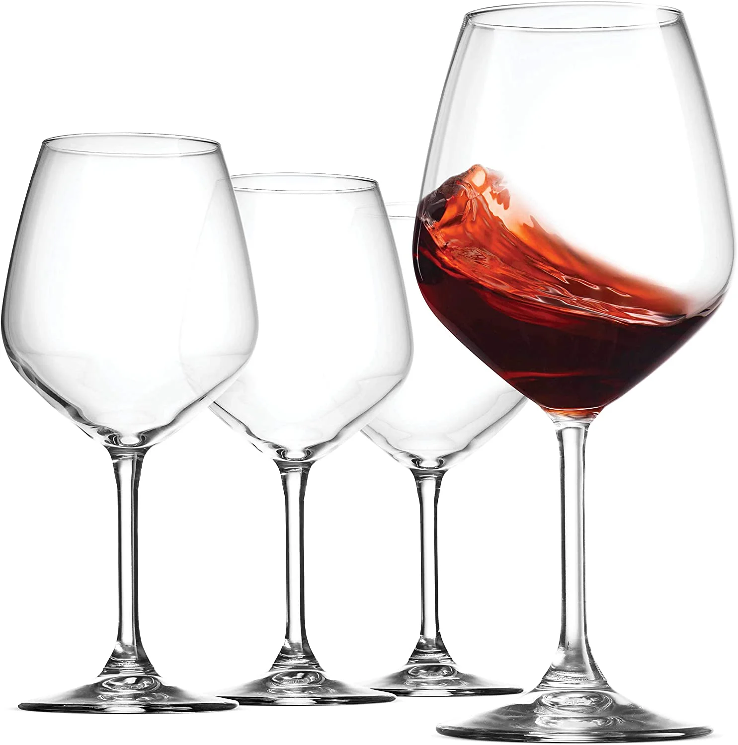 Bormioli Rocco 18 oz Red Wine Glasses, Crystal Clear Star Glass, Laser Cut Rim For Wine Tasting, Set of 4