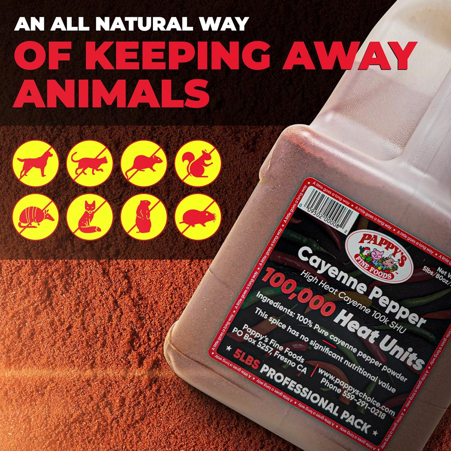 Cayenne Pepper Powder Bulk – 100,000 Heat Units - 5lb Jar.