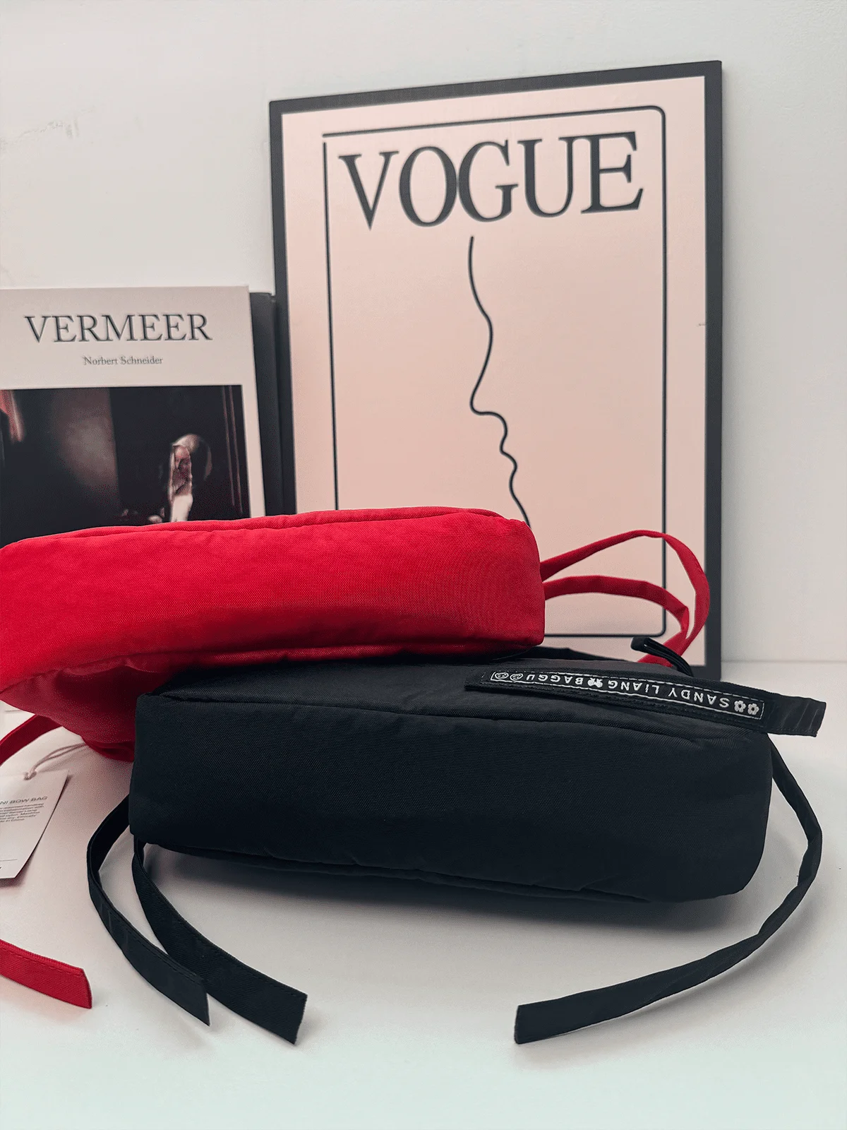 BAGGU x Sandy Liang Mini Bow Women's Designer Bags Nylon Handbag-BLACK