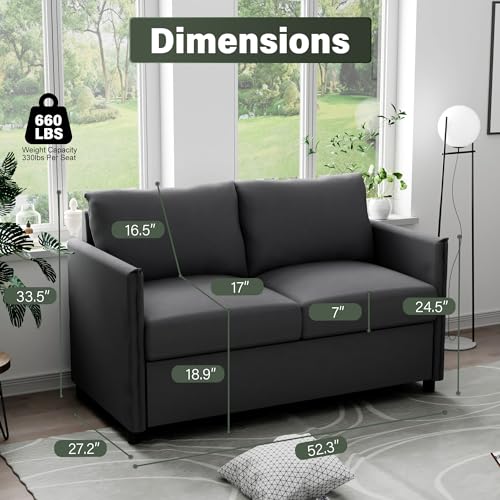 Loveseat Sofa, 52” Small Couch for Living Room, Tool-Free Setup Sofas, 2 Seater Love Seats Couch for Bedroom, Home Office, Small Space, Beige