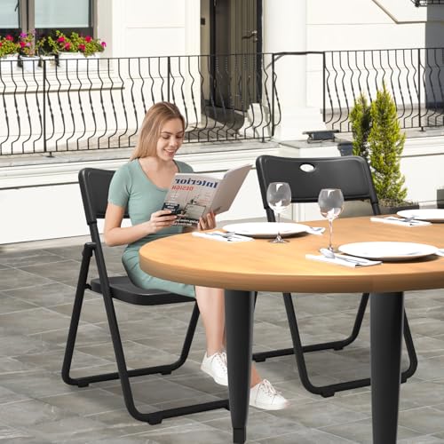 YLGJ&TIDY 4 Pack Folding Chair, Stackable Portable Foldable Chair, Lightweight Folding Chairs with Ventilation Holes, for Indoor, Outdoor, Office, Party