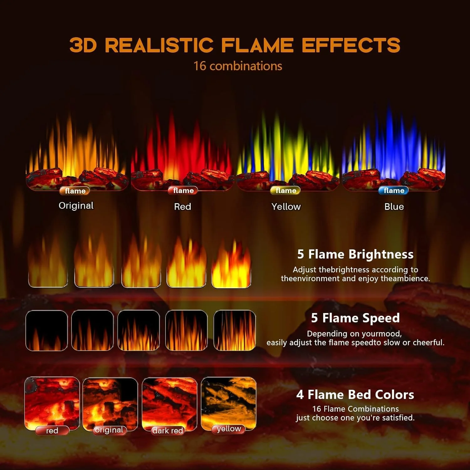 3D Infrared Electric Fireplace Stove, Freestanding Fireplace Heater With Realistic Flame Effects, Portable Indoor Space Heater With Overheating Safety System(Dark Green)