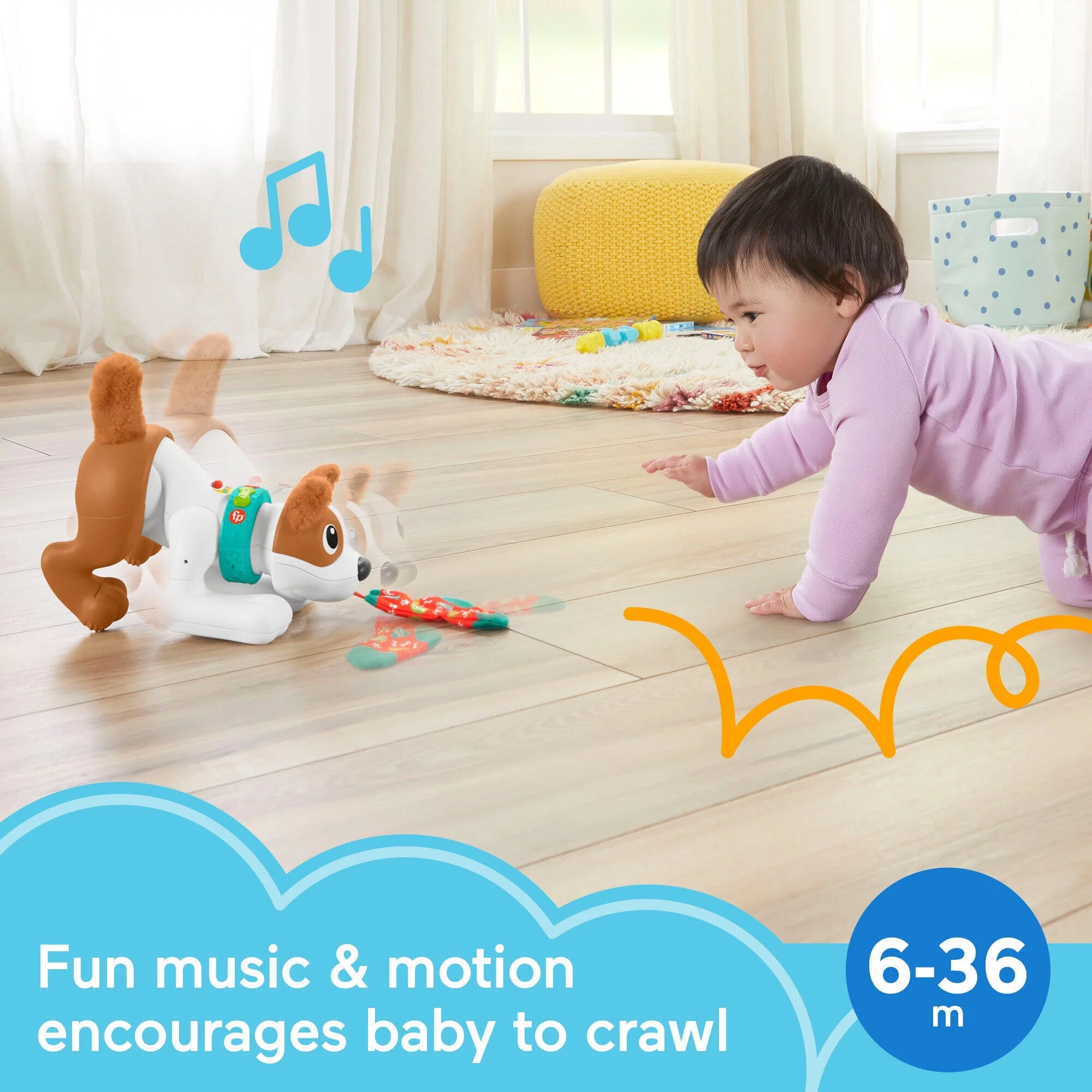 Fisher-Price 123 Crawl With Me Puppy Electronic Learning Toy with Music & Lights for Infants