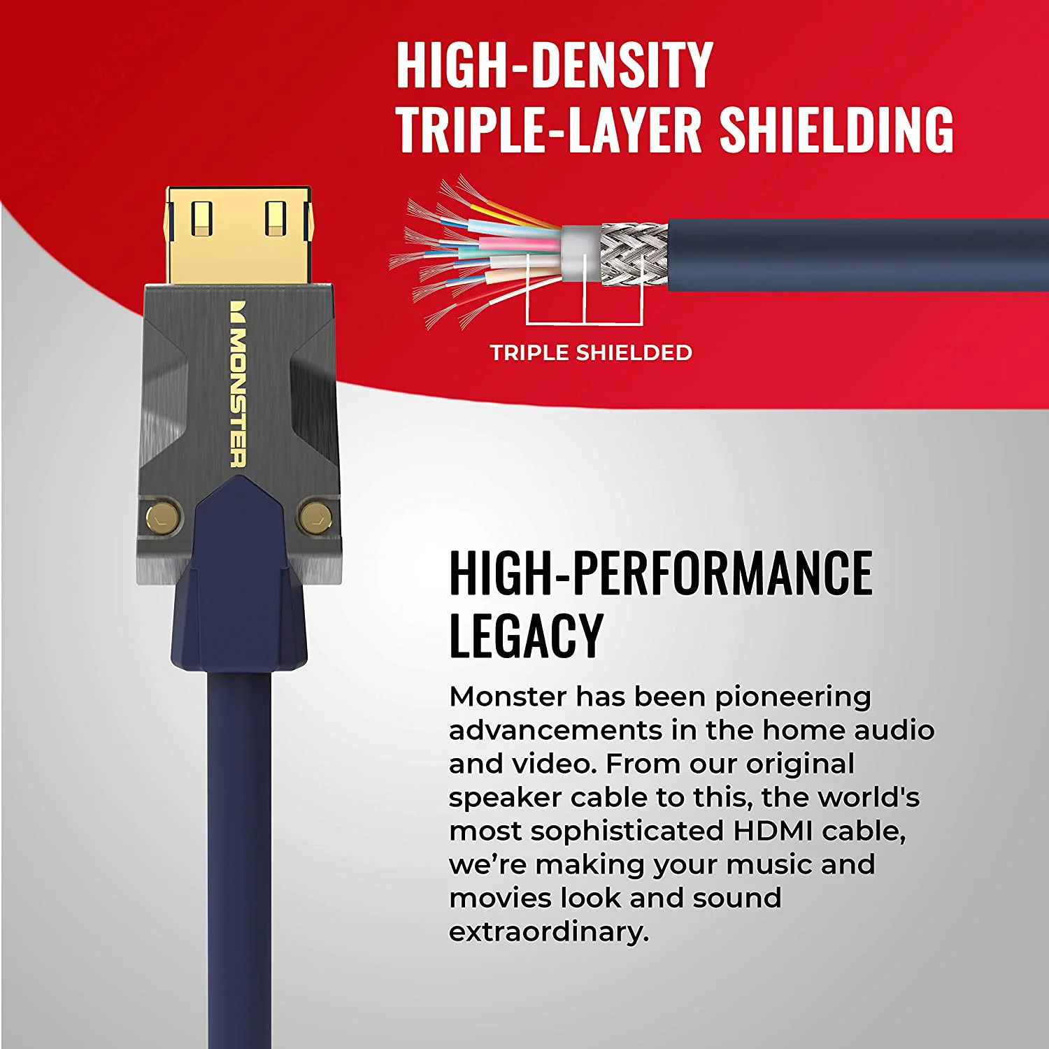 Monster Cable VMM10008-U 3 m M3000 48 Gbps 8K High Speed HDMI 2.1 Cable, Blue