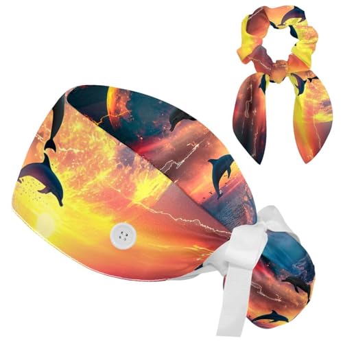 Nurse Scrub Caps,Scrub Hats with Buttons and Cotton Sweatband