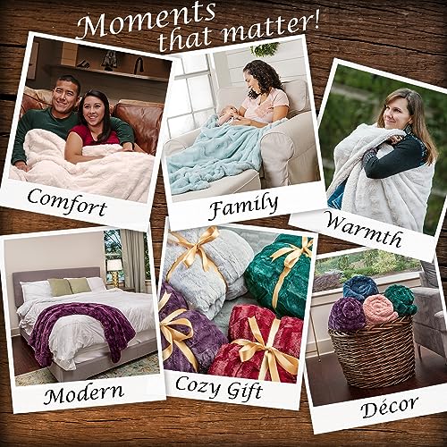 Chanasya Premium Embossed Faux Fur Throw Blanket - Super Soft, Lightweight Minky Blanket - 50