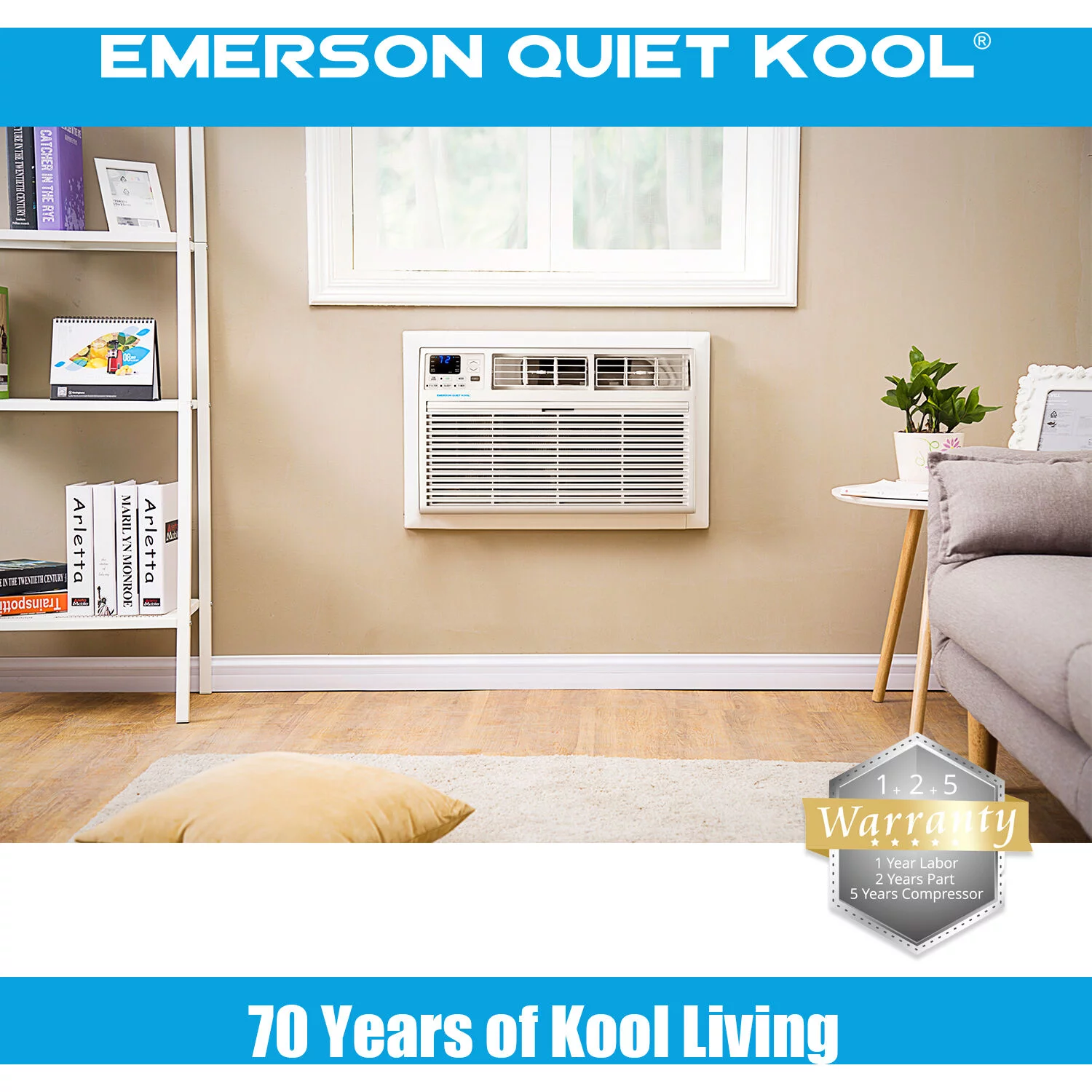 Emerson Quiet Kool 12,000 BTU 115-Volt Through-the-Wall Air Conditioner with Remote, White