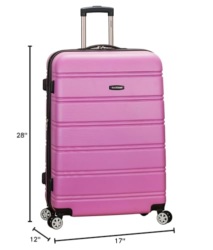 Rockland Melbourne Hardside Expandable Luggage with Spinner Wheels, Blue, Checked Large 28