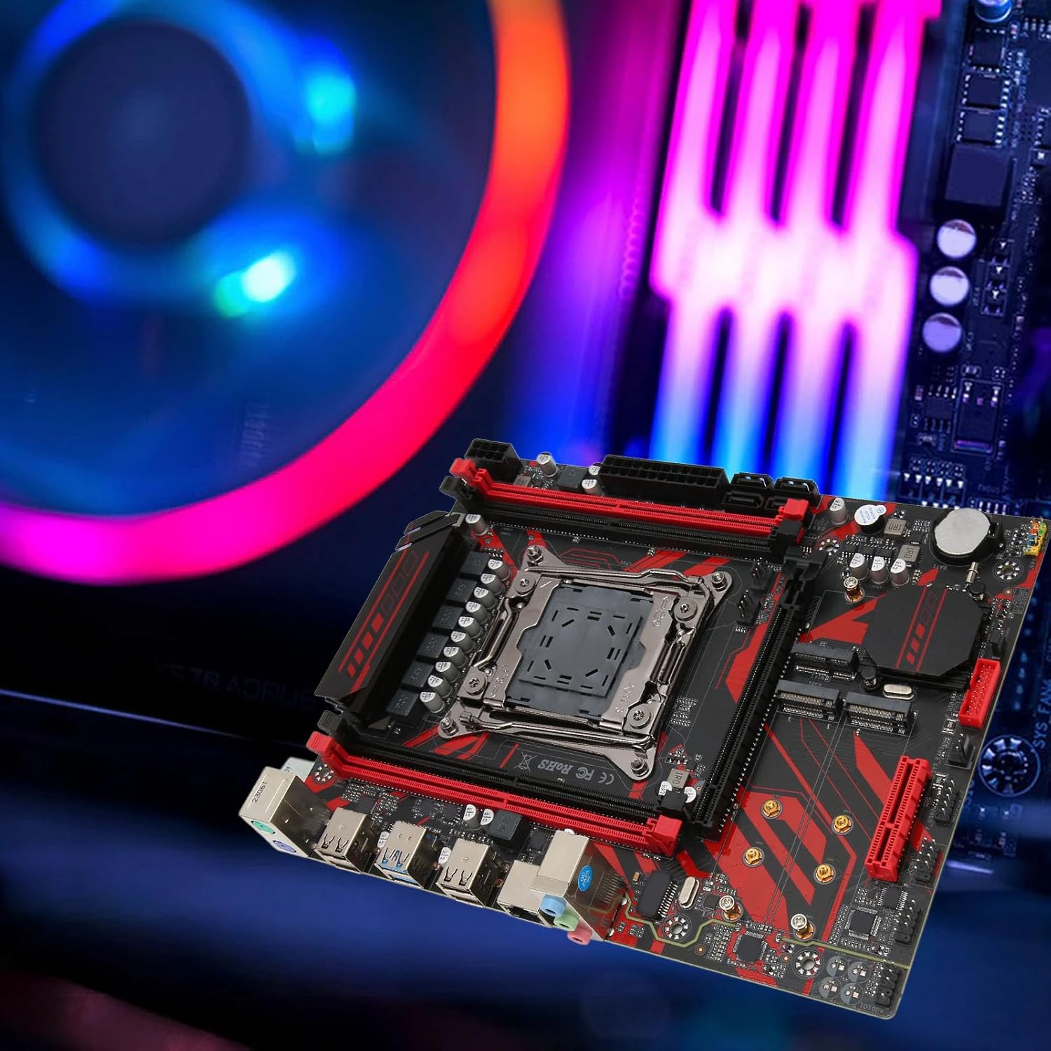 X99 LGA 2011 V3 Gaming Motherboard,Micro ATX Motherboard with RTL8111G Gigabit LAN Card 4 Channel DDR4 Dual M.2 Slots